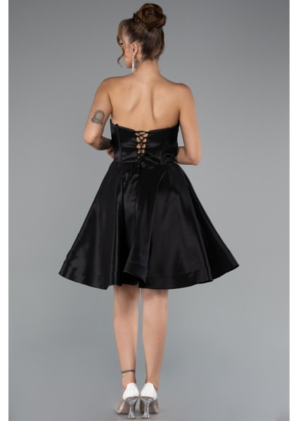 Straplez Kısa Saten Davet Elbisesi ABK2393 fiyatları