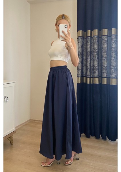 Cepli Beli Lastikli Uzun Poplin Etek modelleri