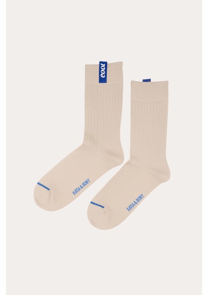 Erkek Cool Etiketli Soket Çorap Ekru