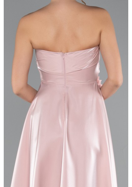 Straplez Midi Saten Davet Elbisesi ABK2363 fırsatları