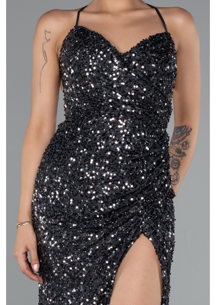 Sırt Dekolteli Uzun Pullu Abiye Elbise ABU5106 modelleri