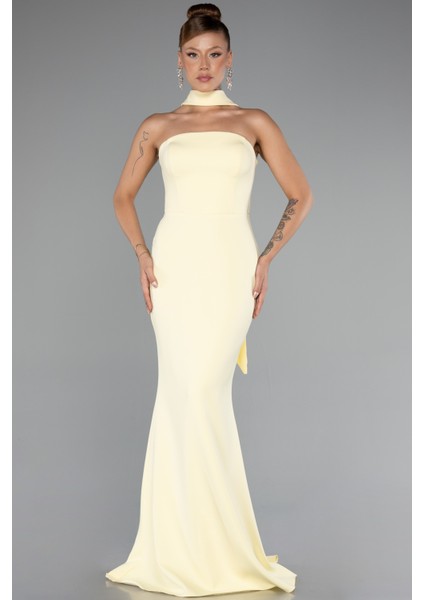 Straplez Şal Aksesuarlı Uzun Balık Abiye ABU5097