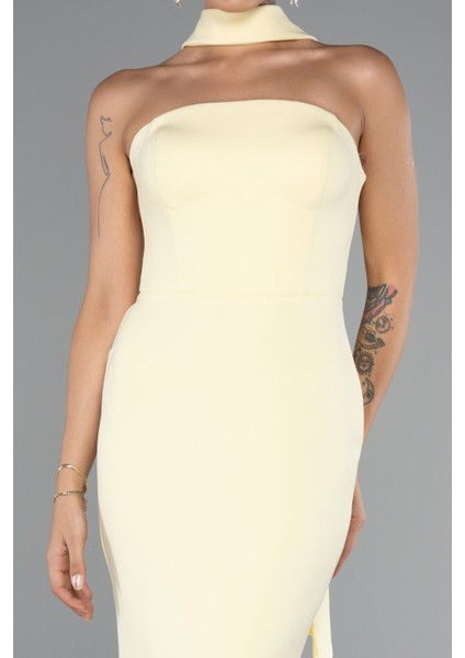 Straplez Şal Aksesuarlı Uzun Balık Abiye ABU5097 modelleri