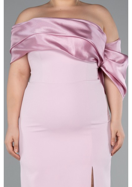 Bacak Dekolteli Uzun Büyük Beden Abiye Elbise ABU5047 modelleri