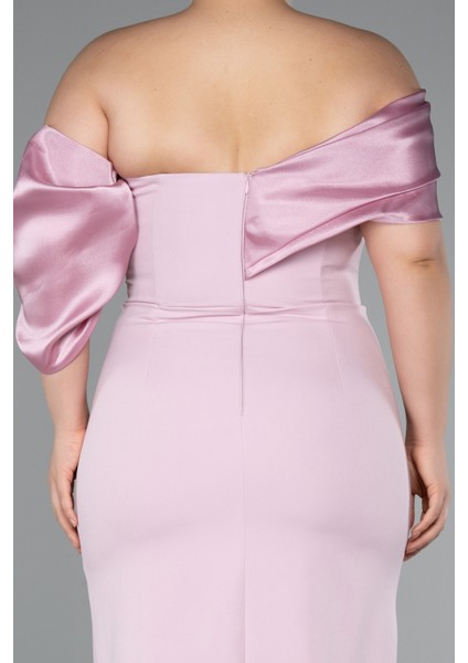 Bacak Dekolteli Uzun Büyük Beden Abiye Elbise ABU5047 fırsatları