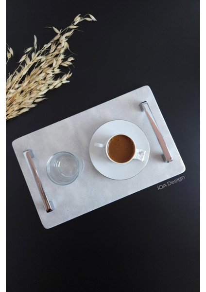 Nergis Model Gerçek Mermer Sunum Tepsisi - Gümüş Kulp indirimleri