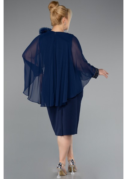 Kapri Kol Midi Şifon Büyük Beden Davet Elbisesi ABK2383 fiyatları