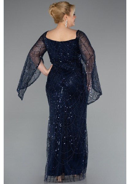 Uzun Kol Boncuklu Büyük Beden Abiye ABU5067 fiyatları