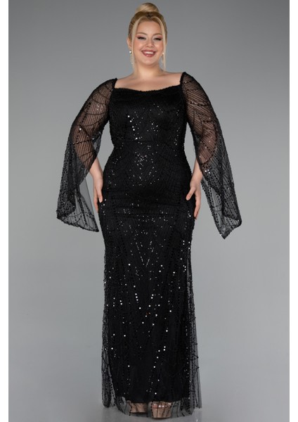 Uzun Kol Boncuklu Büyük Beden Abiye ABU5067