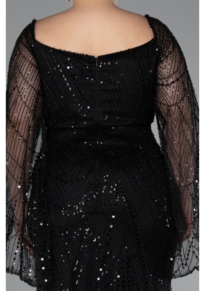 Uzun Kol Boncuklu Büyük Beden Abiye ABU5067 fırsatları