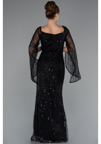 Uzun Kol Boncuklu Abiye Elbise ABU5066 fiyatları