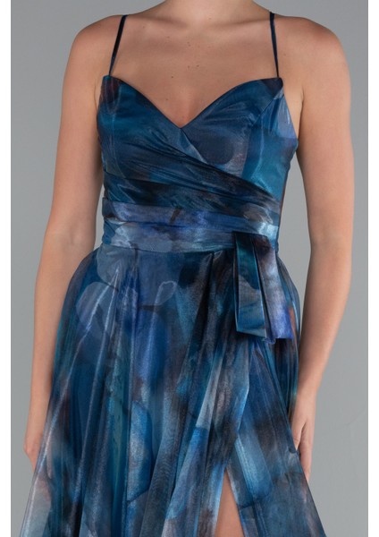 Bacak Dekolteli Uzun Empirme Mezuniyet Elbisesi ABU5053 modelleri