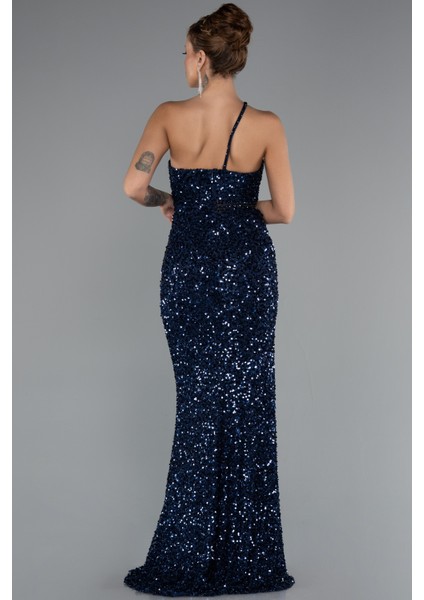 Tek Omuz Bacak Dekolteli Uzun Pullu Abiye ABU5070 fiyatları