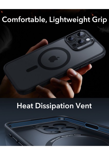Iphone 16 Pro Max Halolock Magsafe Hybrid Silikon Kılıf Buzlu Siyah + Ekran Koruyucu Set