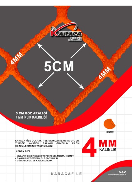 Turuncu Güvenlik File 1.5 M Yükseklik | Metreyle Kesim | 4 mm Ip, 5x5 cm Göz Aralığı + Montaj Aparatları modelleri