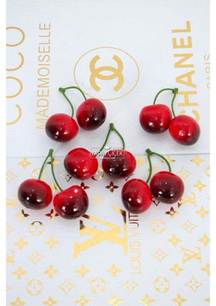 Kiraz Demeti 10LU Kırmızı Renkli Dekoratif Kullanım İçin