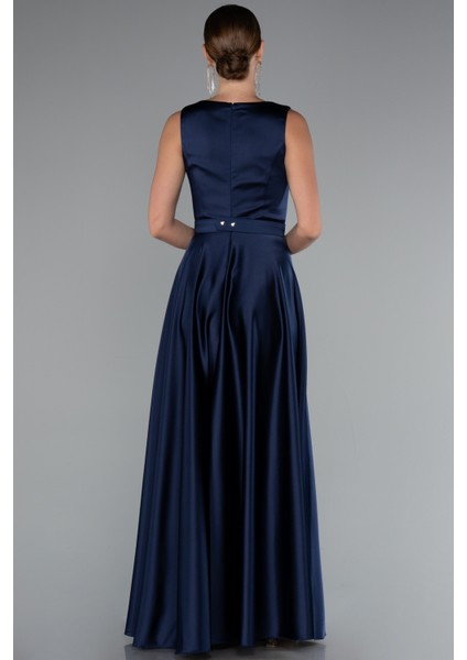 Kolsuz Kemerli Uzun Saten Abiye Elbise ABU5060 fiyatları