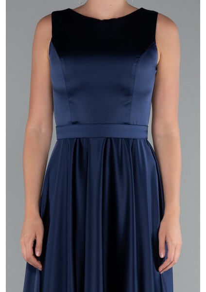 Kolsuz Kemerli Uzun Saten Abiye Elbise ABU5060 modelleri