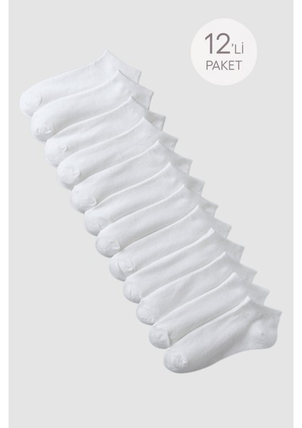 Beyaz Renkli Basic 12'li Step Çorap