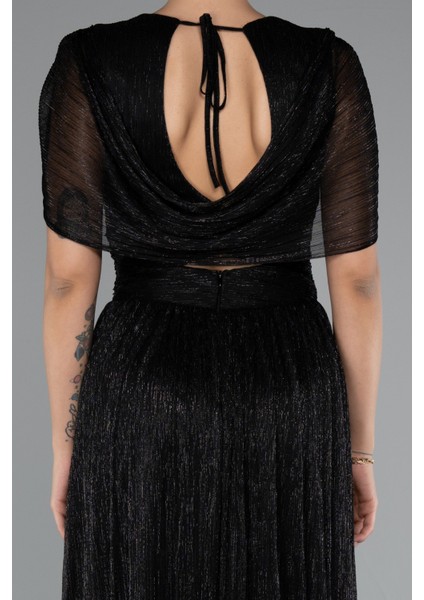 Kısa Kol Bacak Dekolteli Uzun Simli Abiye ABU5098 fırsatları