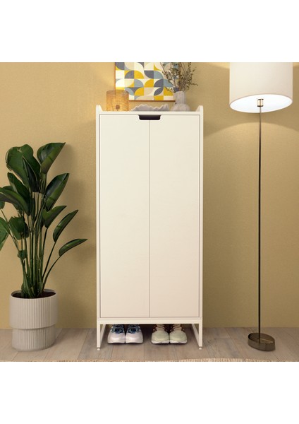 Ayakkabılık - Beyaz Ayakkabı Dolabı - Kapı Önü Ayakkabılık