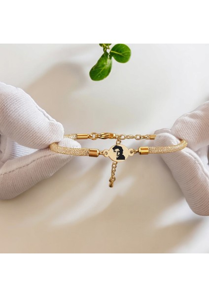 14 Ayar Plakalı Altın Al Pacino Temalı Hasır Kordonlu Oval Motifli Hediye BILEKLIK-415SEMBOL