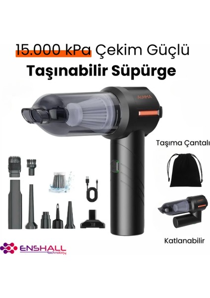 Profesyonel Ultra Çekim Güçlü Mini Araç Süpürgesi Siyah fırsatları
