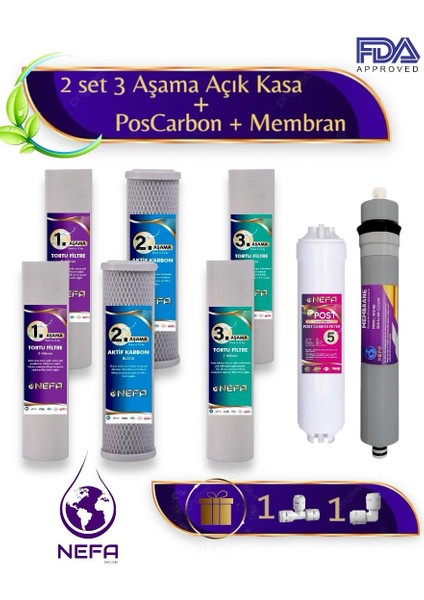 Tüm Açık Kasa Su Arıtma ve Ihlas Cebilion Compact Uyumlu 1.5 Yıllık 5+3 Aşamalı Filtre Seti