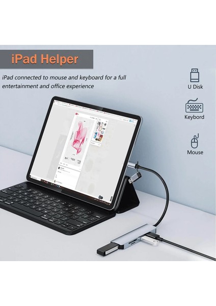1 To 5 USB Çoklayıcı Hafıza Kart Okyuculu USB Type-C Hub Port Adaptör fırsatları