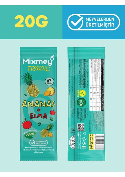 Tropik Meyve Bar Serisi 20 Adet | Sağlıklı Atıştırmalıklar – Vegan, Glutensiz (20GR X 20 ADET)