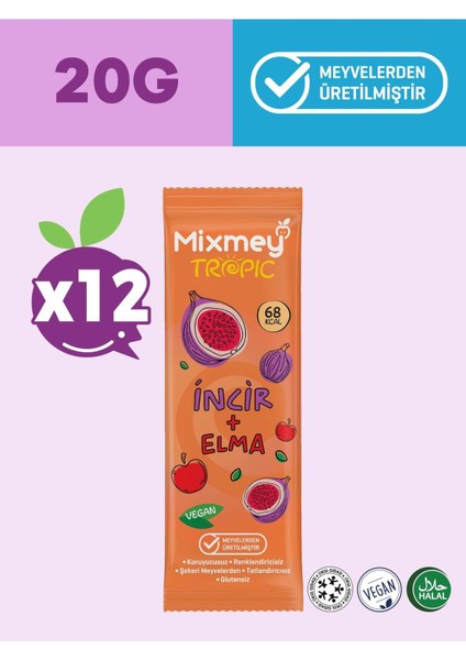 İncir Meyve Barı 12 Adet | Sağlıklı Atıştırmalıklar – Vegan, Glutensiz, Koruyucusuz (20GR X 12 ADET)