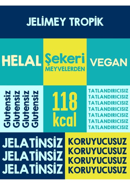 Jelimey Karma 6 Adet x 35 gr (3 Klasik + 3 Tropik Jelatinsiz Doğal Gummy Bear)
