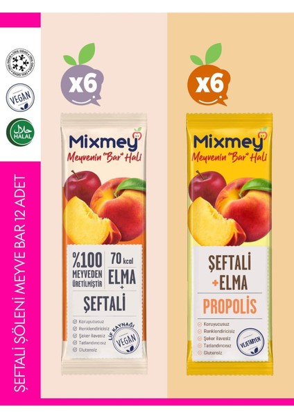 Şeftali Şöleni Meyve Barı – 12 Adet | Sağlıklı Atıştırmalıklar – Glutensiz, Koruyucusuz - 12 Adet)
