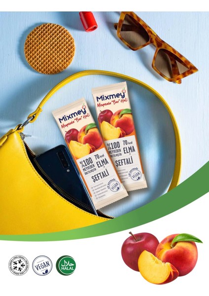Şeftali Şöleni Meyve Barı – 12 Adet | Sağlıklı Atıştırmalıklar – Glutensiz, Koruyucusuz - 12 Adet)