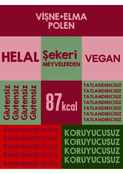 Kırmızı Meyve Bar Serisi 20 Adet | Sağlıklı Atıştırmalıklar – Vegan, Glutensiz (20GR X 20 ADET)