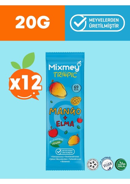 Mango Meyve Barı 12 Adet | Sağlıklı Atıştırmalıklar – Vegan, Glutensiz, Koruyucusuz (20GR X 12 ADET)