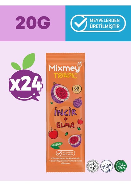 İncir Meyve Barı 24 Adet | Sağlıklı Atıştırmalıklar – Vegan, Glutensiz, Koruyucusuz (20GR X 24 ADET)
