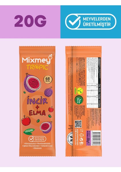 Tropik Sever Meyve Barı 24 Adet | Sağlıklı Atıştırmalıklar – Vegan, Glutensiz (20GR X 24 ADET)