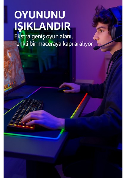 Rgb Gamıng Yumuşak Dokulu Işıklı Mousepad 30*80 cm indirimleri