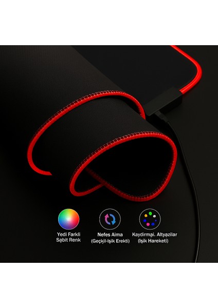 Rgb Gamıng Yumuşak Dokulu Işıklı Mousepad 30*80 cm
