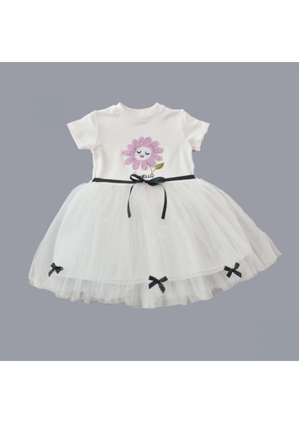 Yapraklı Çiçek Nakışlı Bebek Tütü Elbisesi - Zarif ve Şık Tasarım