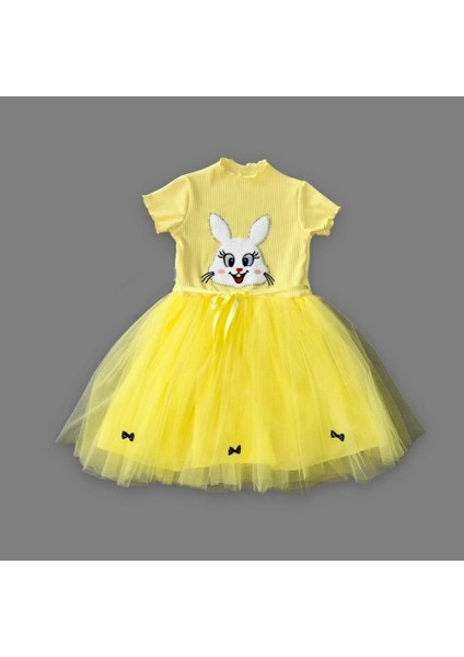 Trendy Sarı Kız Çocuk Elbisesi
