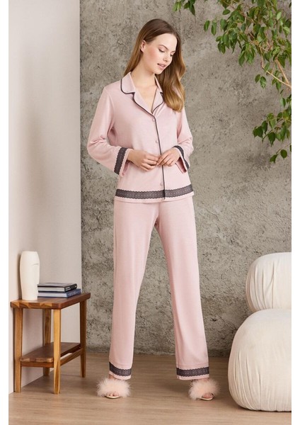 Pudra Penye Kadın Pijama Takımı 2200