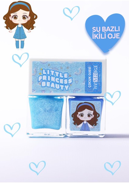 Lıttle Prıncess Su Bazlı Mavı Oje & Glıtterlı Oje Mavı Set 2 lı (2*8 ml)