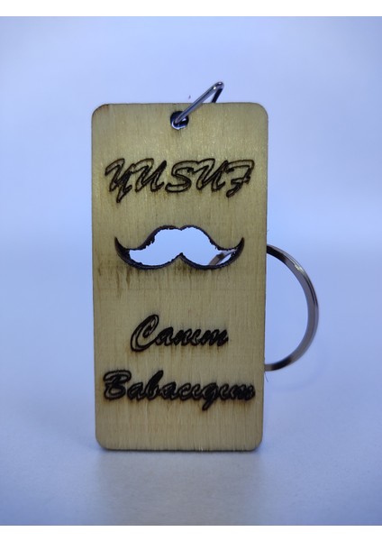 Kişiye Özel “canım Babacığım” Yazılı Ahşap Anahtarlık – Bıyık Detaylı Lazer Kesim – Kavak Kontraplak