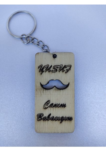 Kişiye Özel “canım Babacığım” Yazılı Ahşap Anahtarlık – Bıyık Detaylı Lazer Kesim – Kavak Kontraplak modelleri