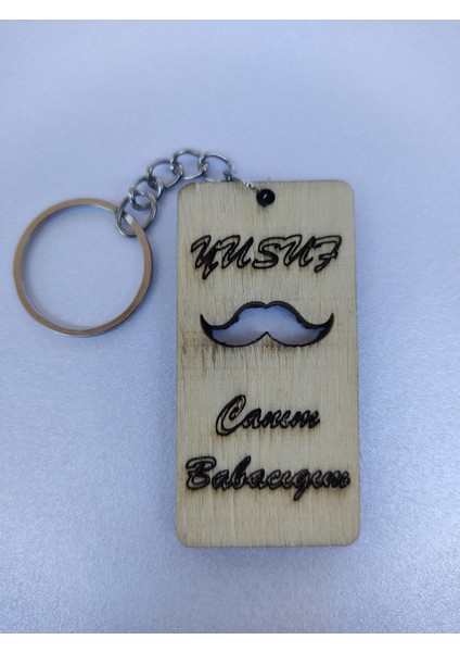 Kişiye Özel “canım Babacığım” Yazılı Ahşap Anahtarlık – Bıyık Detaylı Lazer Kesim – Kavak Kontraplak fırsatları
