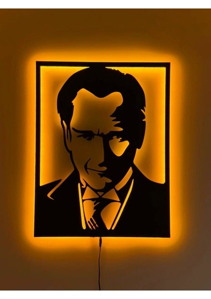 Ledli Işıklı Atatürk Tablo, Ledli Atatürk Portre, Ledli Dekoratif Atatürk Tablo