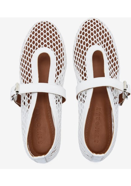 Beyaz Rugan File Detaylı Bantlı Kadın Babet indirimleri