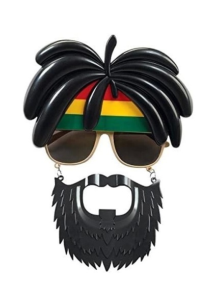 Rasta Peruklu Rasta Sakallı Bob Marley Bıyıklı Parti Gözlüğü 27X18 cm modelleri